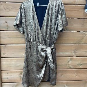 Zara metallic wrap dress